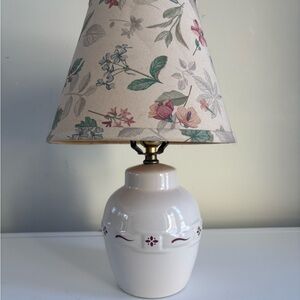 Longaberger Floral Lamp with Cream and Red Accents